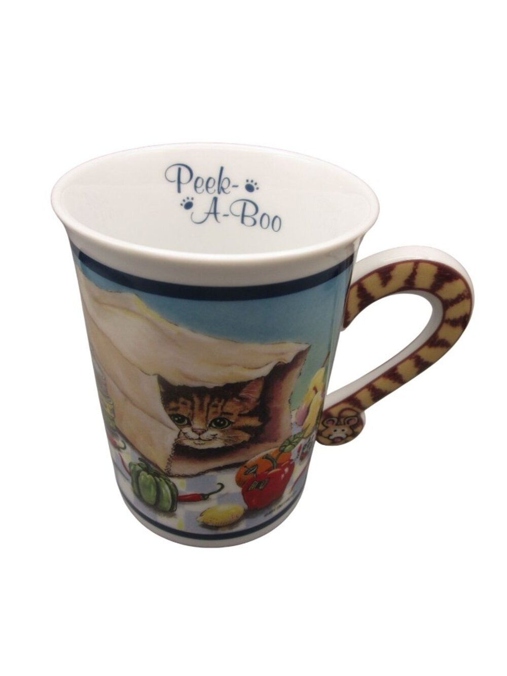 Vintage Peek A Boo Comical Cat Mug Gary Patterson Danbury Mint Porcelain
